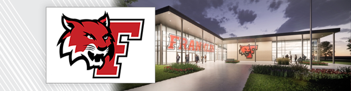 Franklin City Schools logo and school building art rendering